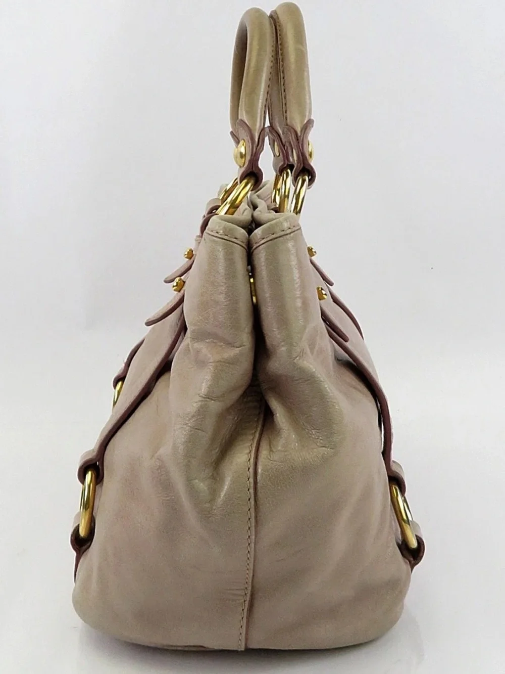 Miu Miu Taupe Leather Top-Handle Tote